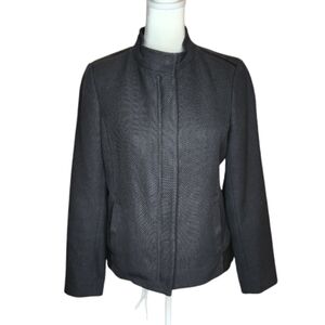 Vince Black Quilted Jacket with Genuine Leather Trim Size Small